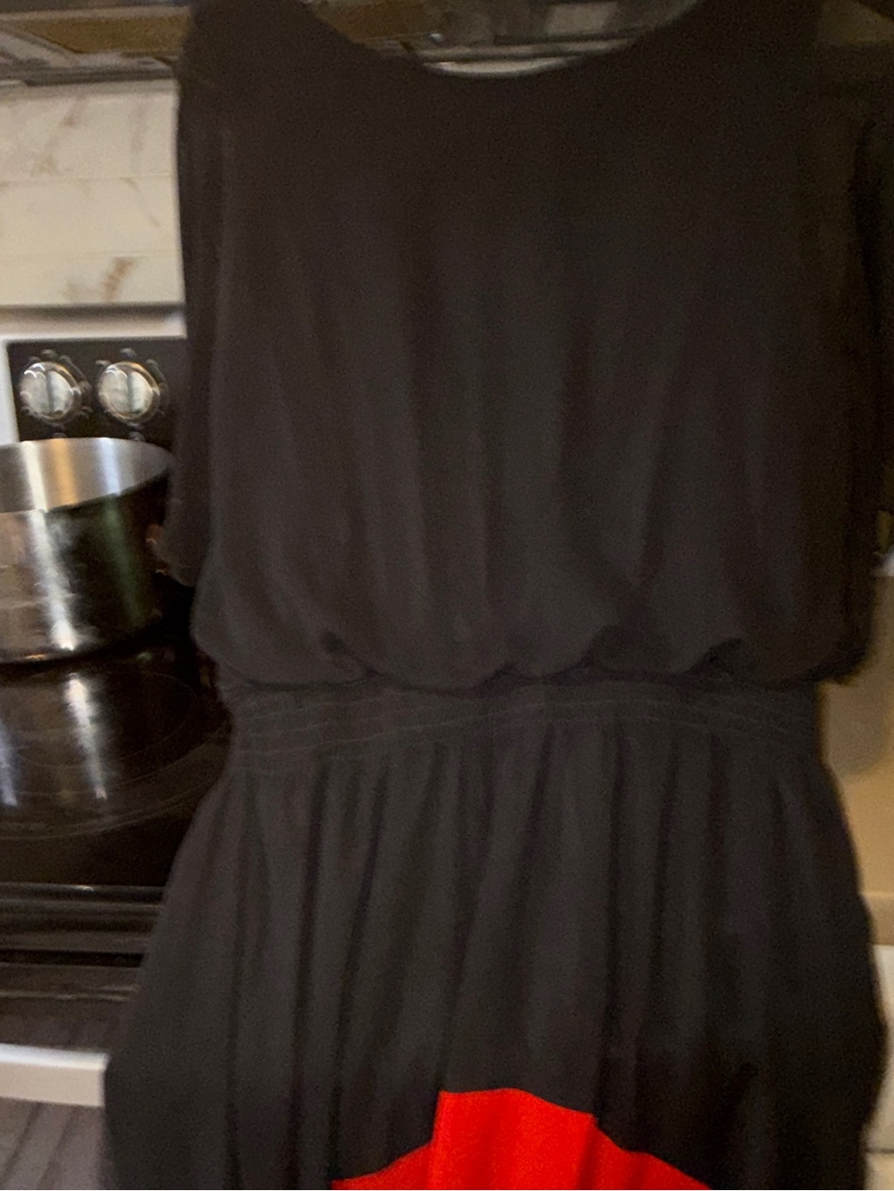 Enfocus Studio Black Maxi Dress with Red Hem